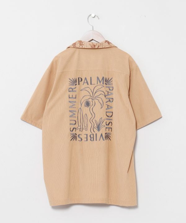 SURF＆Palms Palm Embroidery Corduroy Shirt by Kahiko - Ametsuchi