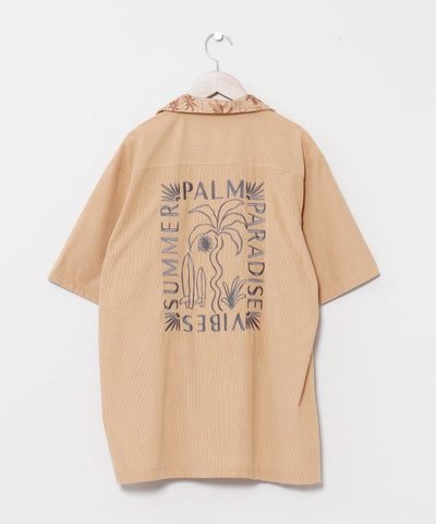 SURF＆Palms Palm Embroidery Corduroy Shirt by Kahiko - Ametsuchi