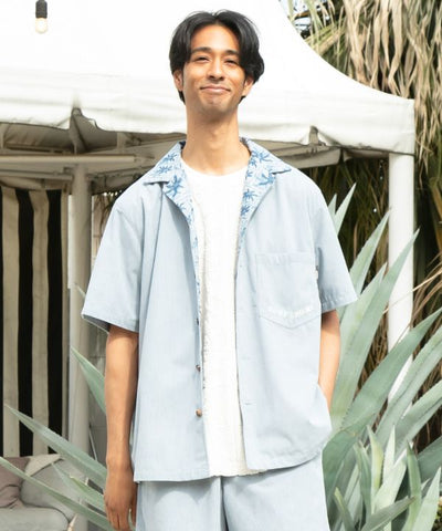 SURF＆Palms Palm Embroidery Corduroy Shirt by Kahiko - Ametsuchi