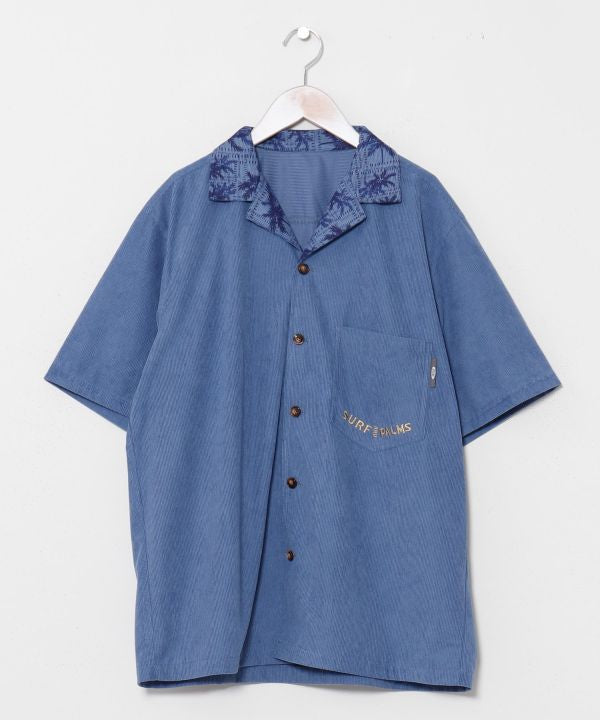 SURF＆Palms Palm Embroidery Corduroy Shirt by Kahiko - Ametsuchi