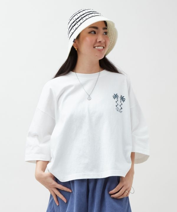 SURF＆Palms Pigment Palm Cropped T-Shirt by Kahiko - Ametsuchi
