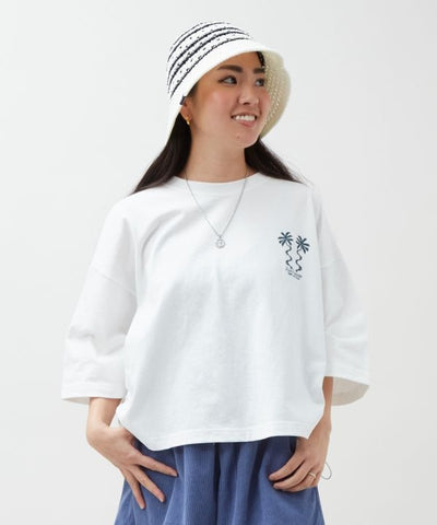 SURF＆Palms Pigment Palm Cropped T-Shirt by Kahiko - Ametsuchi