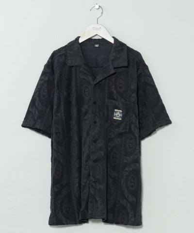 SURF＆Palms Printed Pile Aloha Shirt by Kahiko - Ametsuchi
