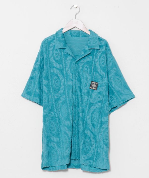 SURF＆Palms Printed Pile Aloha Shirt by Kahiko - Ametsuchi