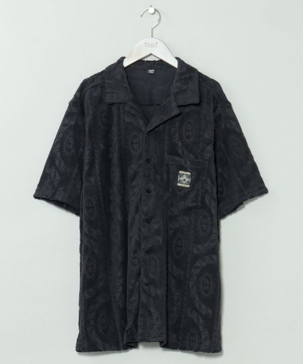 SURF＆Palms Printed Pile Aloha Shirt by Kahiko - Ametsuchi
