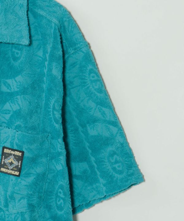 SURF＆Palms Printed Pile Aloha Shirt by Kahiko - Ametsuchi