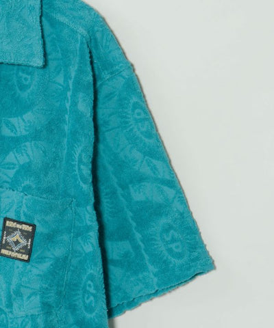 SURF＆Palms Printed Pile Aloha Shirt by Kahiko - Ametsuchi