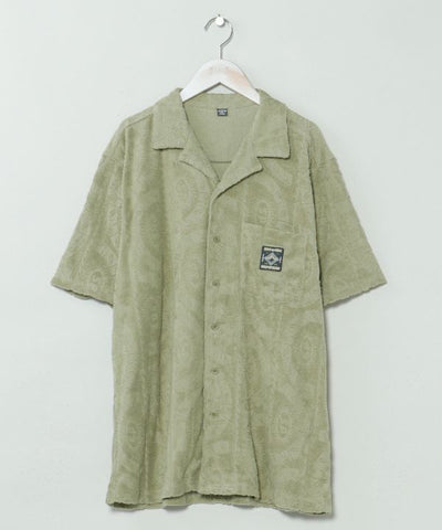 SURF＆Palms Printed Pile Aloha Shirt by Kahiko - Ametsuchi