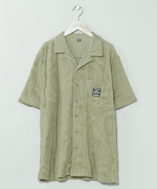 SURF＆Palms Printed Pile Aloha Shirt by Kahiko - Ametsuchi
