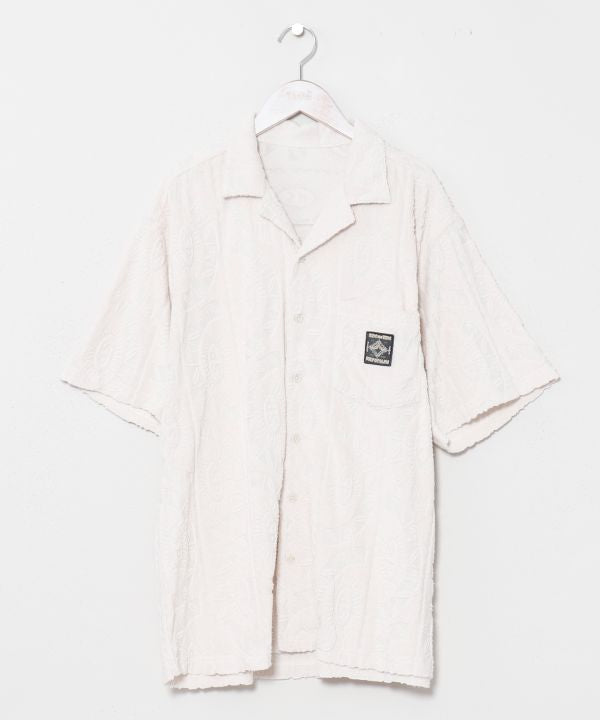 SURF＆Palms Printed Pile Aloha Shirt by Kahiko - Ametsuchi