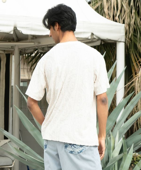 SURF＆Palms Patterned Pile Relaxed Tee by Kahiko - Ametsuchi
