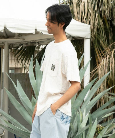 SURF＆Palms Patterned Pile Relaxed Tee by Kahiko - Ametsuchi