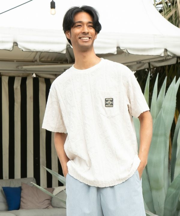 SURF＆Palms Patterned Pile Relaxed Tee by Kahiko - Ametsuchi