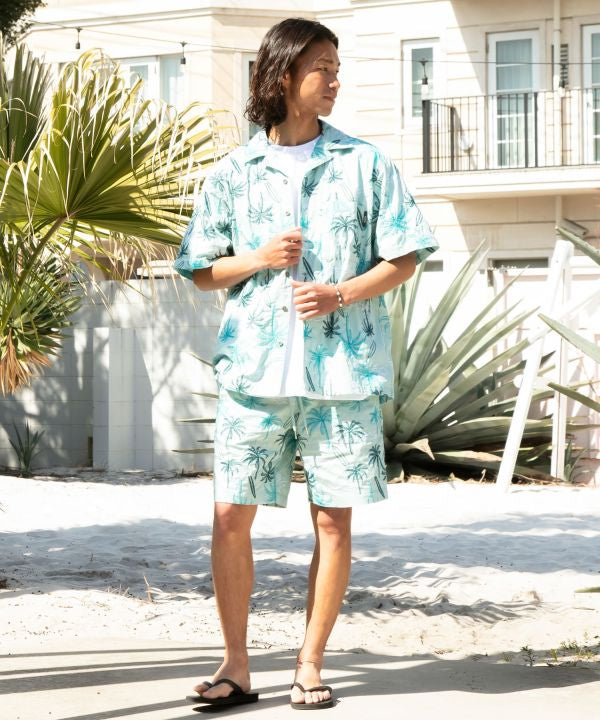 SURF＆Palms Palm Embroidery Resort Shirt by Kahiko - Ametsuchi
