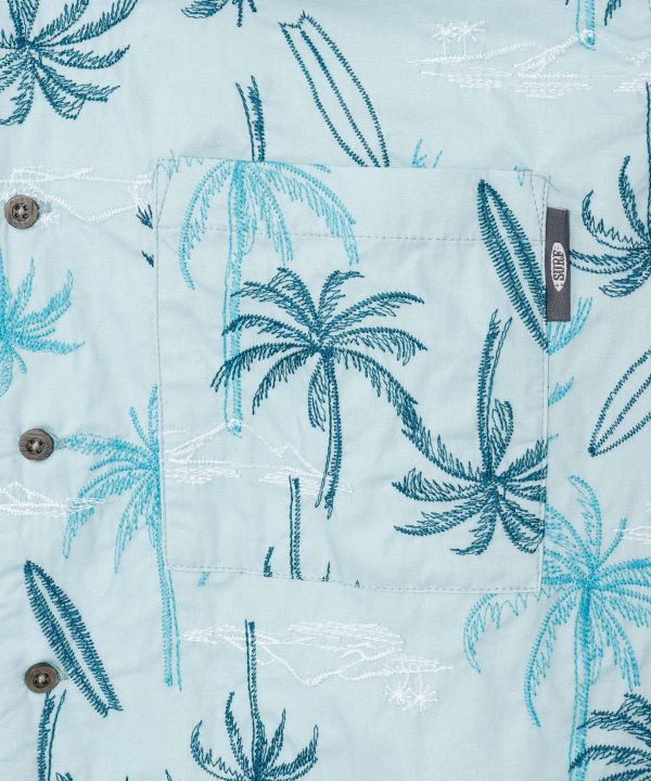 SURF＆Palms Palm Embroidery Resort Shirt by Kahiko - Ametsuchi