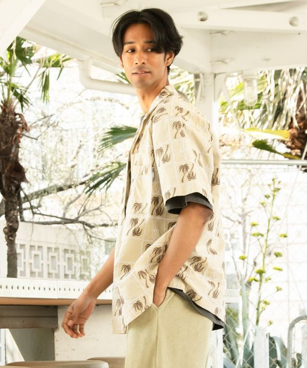 SURF＆Palms Palm Embroidery Resort Shirt by Kahiko - Ametsuchi