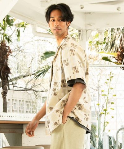 SURF＆Palms Palm Embroidery Resort Shirt by Kahiko - Ametsuchi