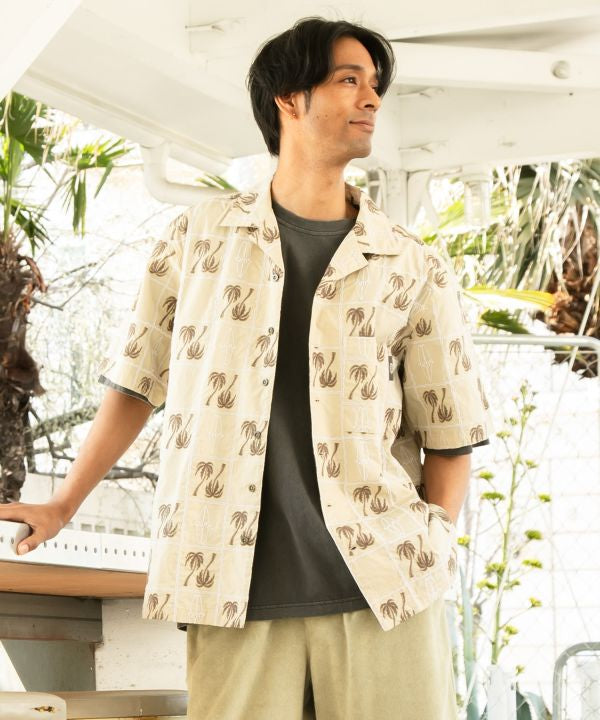 SURF＆Palms Palm Embroidery Resort Shirt by Kahiko - Ametsuchi