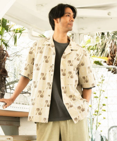 SURF＆Palms Palm Embroidery Resort Shirt by Kahiko - Ametsuchi