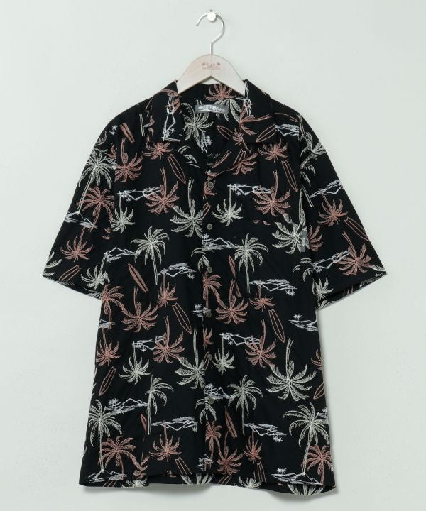 SURF＆Palms Palm Embroidery Resort Shirt by Kahiko - Ametsuchi