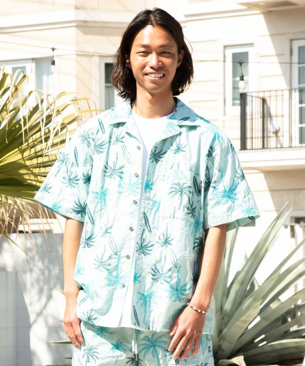 SURF＆Palms Palm Embroidery Resort Shirt by Kahiko - Ametsuchi