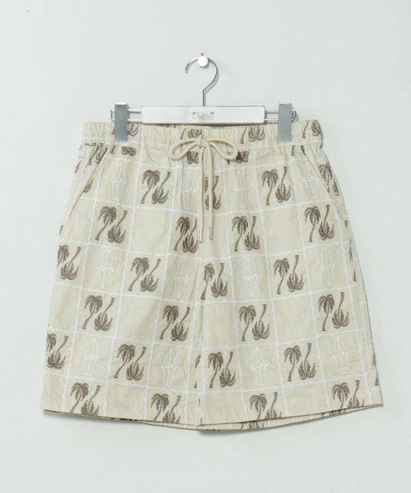 SURF＆Palms Palm Embroidery Resort Shorts by Kahiko - Ametsuchi
