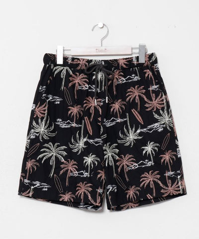 SURF＆Palms Palm Embroidery Resort Shorts by Kahiko - Ametsuchi