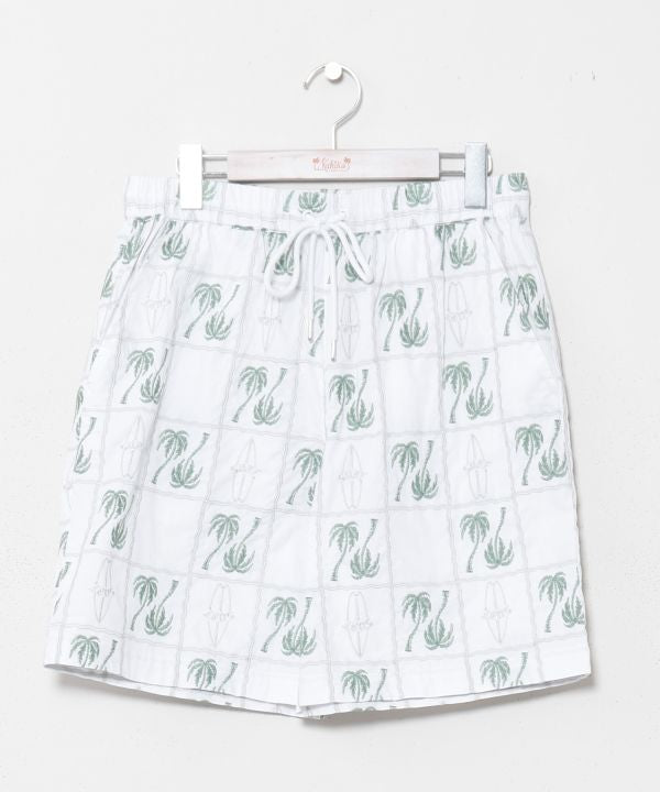 SURF＆Palms Palm Embroidery Resort Shorts by Kahiko - Ametsuchi