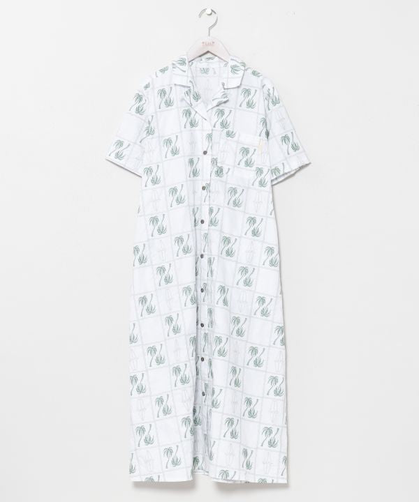 SURF＆Palms Palm Embroidery Shirt Dress by Kahiko - Ametsuchi