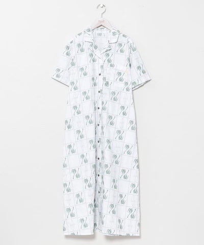SURF＆Palms Palm Embroidery Shirt Dress by Kahiko - Ametsuchi