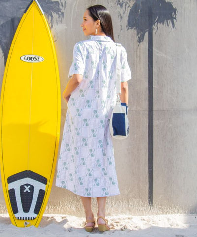 SURF＆Palms Palm Embroidery Shirt Dress by Kahiko - Ametsuchi