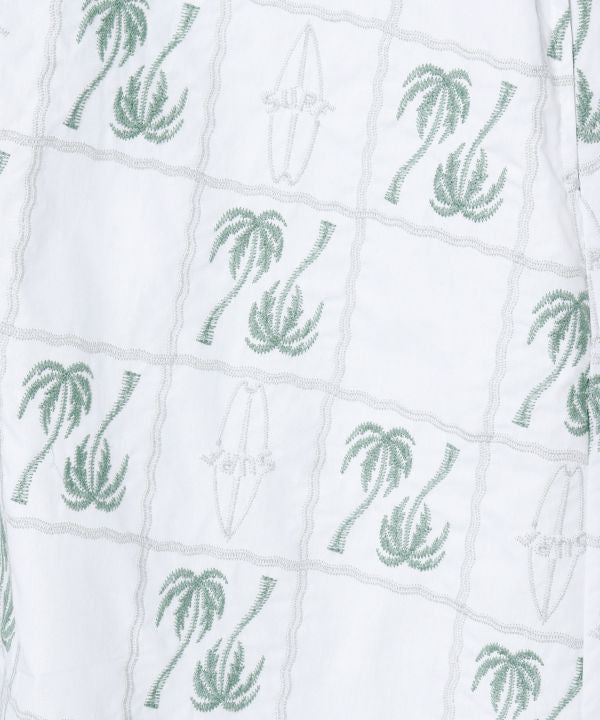 SURF＆Palms Palm Embroidery Shirt Dress by Kahiko - Ametsuchi