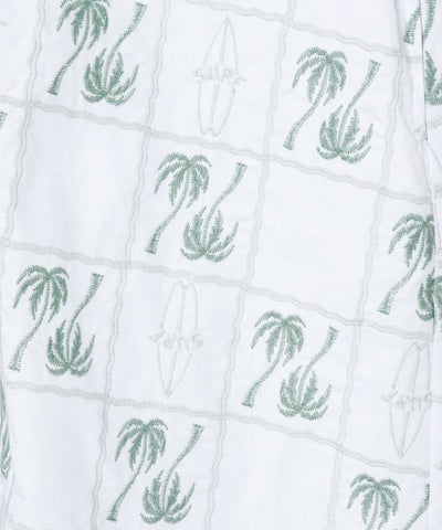 SURF＆Palms Palm Embroidery Shirt Dress by Kahiko - Ametsuchi