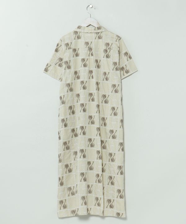 SURF＆Palms Palm Embroidery Shirt Dress by Kahiko - Ametsuchi