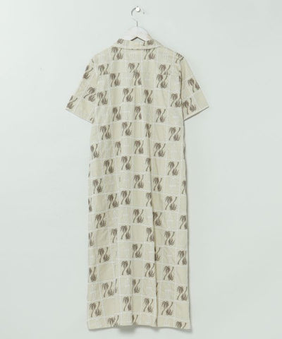 SURF＆Palms Palm Embroidery Shirt Dress by Kahiko - Ametsuchi