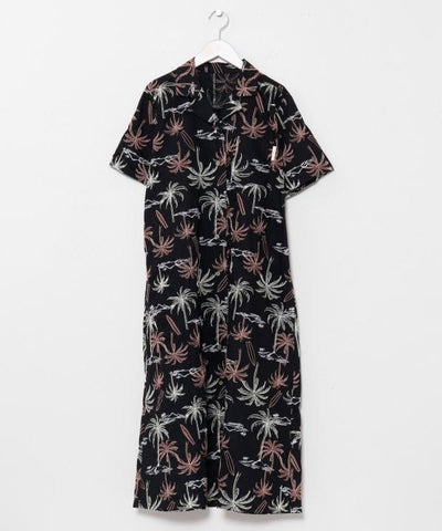 SURF＆Palms Palm Embroidery Shirt Dress by Kahiko - Ametsuchi