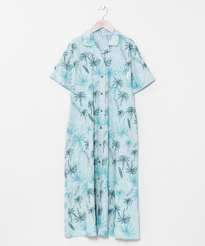 SURF＆Palms Palm Embroidery Shirt Dress by Kahiko - Ametsuchi