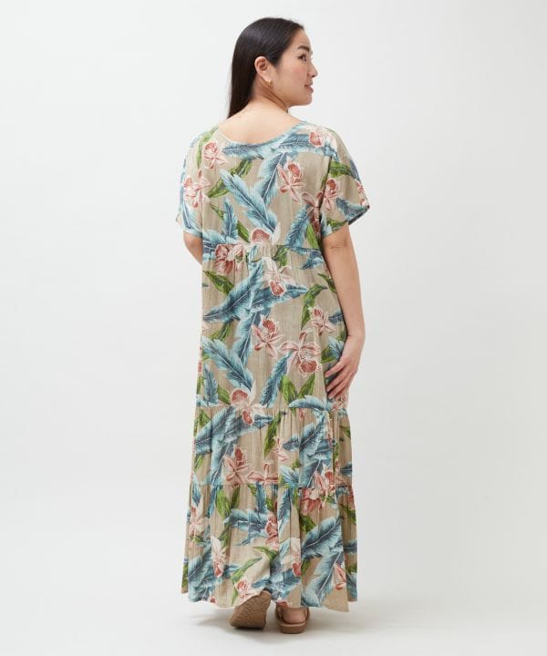 Botanical Hawaiian Tiered Dress by Kahiko - Ametsuchi