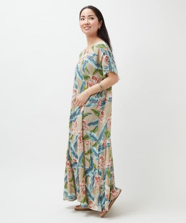 Botanical Hawaiian Tiered Dress by Kahiko - Ametsuchi
