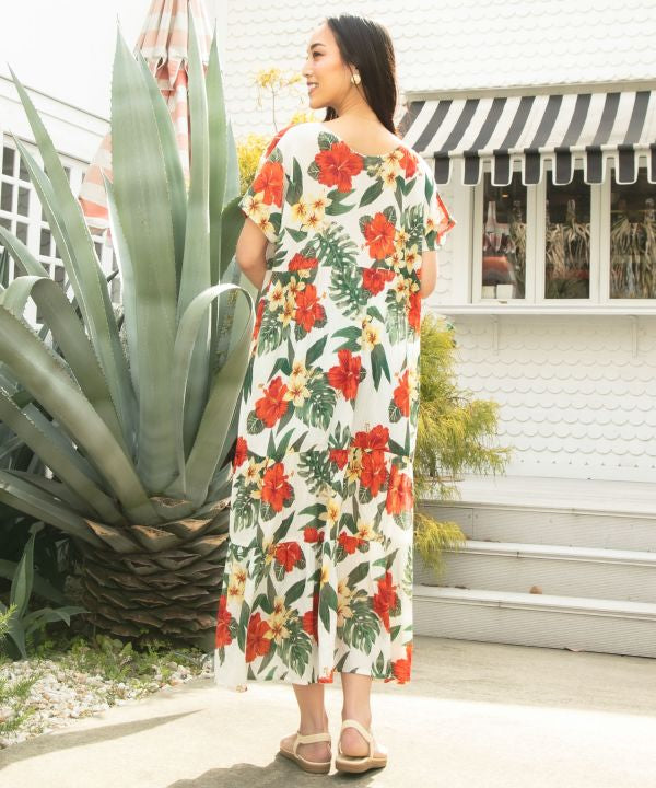 Botanical Hawaiian Tiered Dress by Kahiko - Ametsuchi