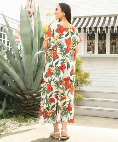 Botanical Hawaiian Tiered Dress by Kahiko - Ametsuchi