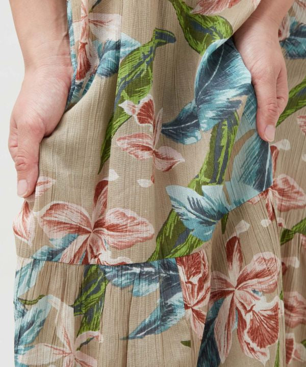 Botanical Hawaiian Tiered Dress by Kahiko - Ametsuchi