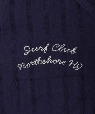 SURF＆Palms Seersucker Embroidered Work Shirt by Kahiko - Ametsuchi