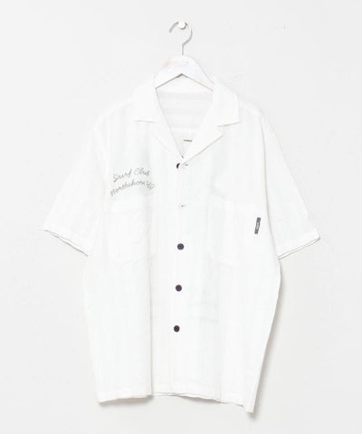 SURF＆Palms Seersucker Embroidered Work Shirt by Kahiko - Ametsuchi