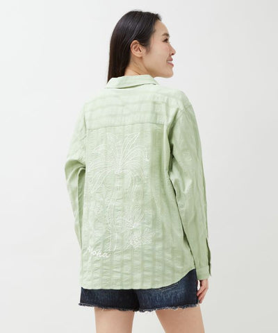 SURF＆Palms Embroidered Seersucker Shirt by Kahiko - Ametsuchi