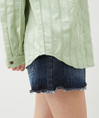 SURF＆Palms Embroidered Seersucker Shirt by Kahiko - Ametsuchi