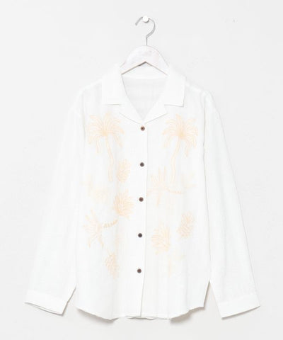 SURF＆Palms Embroidered Seersucker Shirt by Kahiko - Ametsuchi