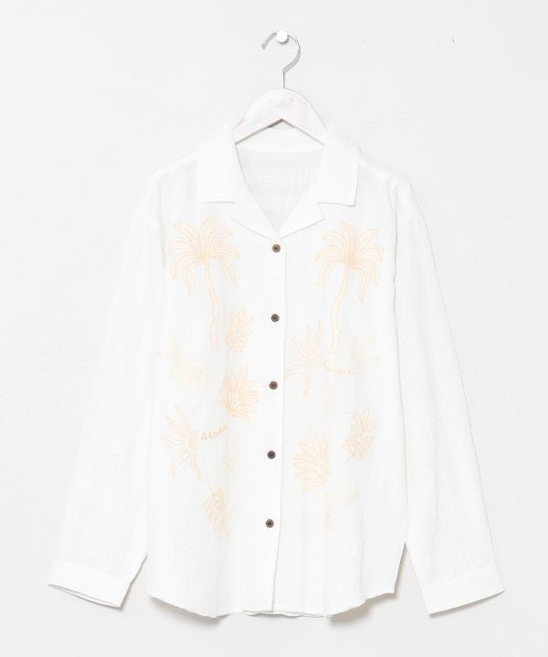 SURF＆Palms Embroidered Seersucker Shirt