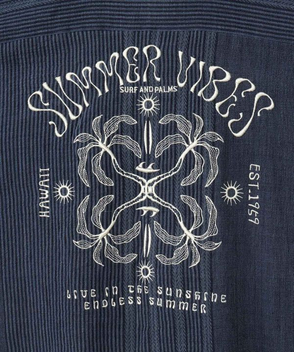 SURF＆Palms Jacquard Resort Men Shirt by Kahiko - Ametsuchi