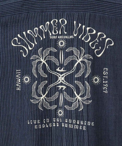 SURF＆Palms Jacquard Resort Men Shirt by Kahiko - Ametsuchi